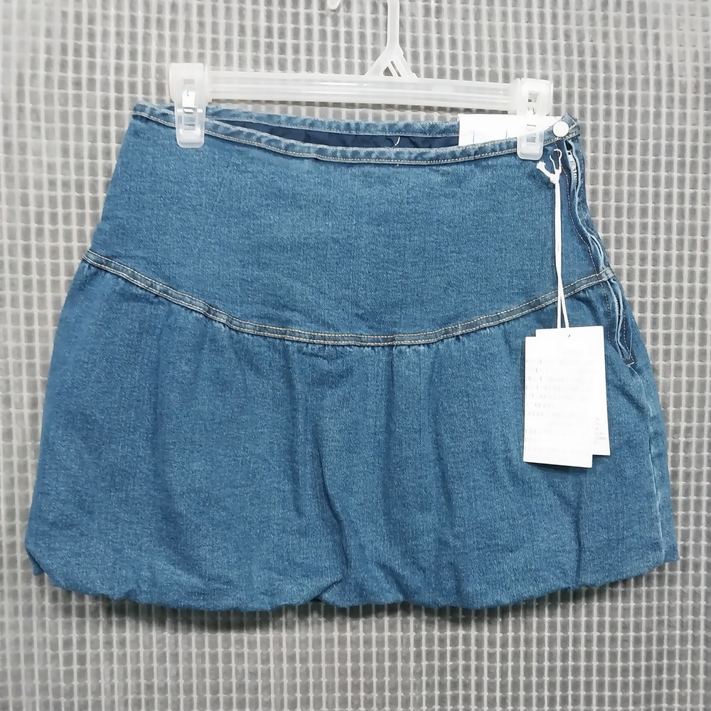 Project Rebel Womens Skirtâ Denim Bubble Hem Mini S Blue
